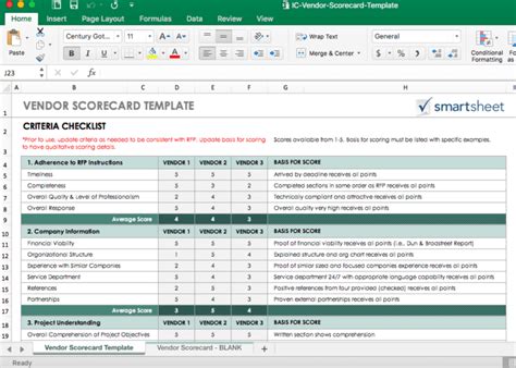 RFP Scoring Template Example 3