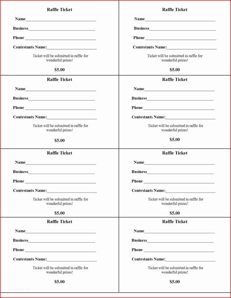 Raffle Entry Form Template Download