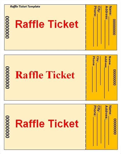 Raffle Ticket Word Template Examples