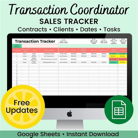 Real Estate Transaction Tracker Template Example 1