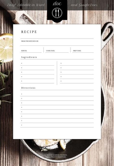 Recipe Template Design