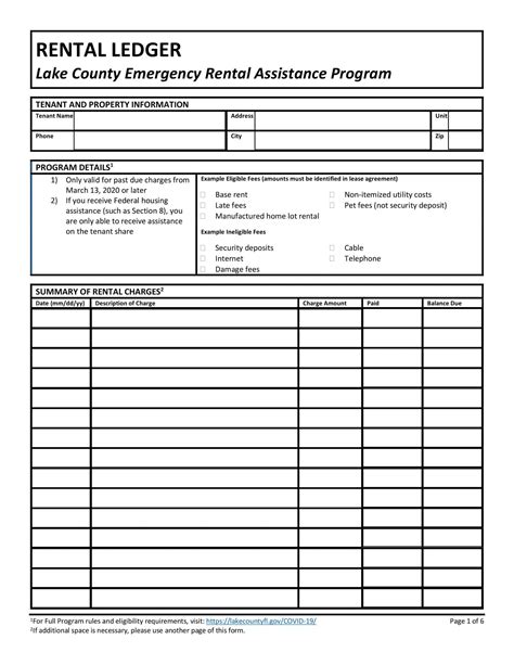 Rental Ledger Template Example Download