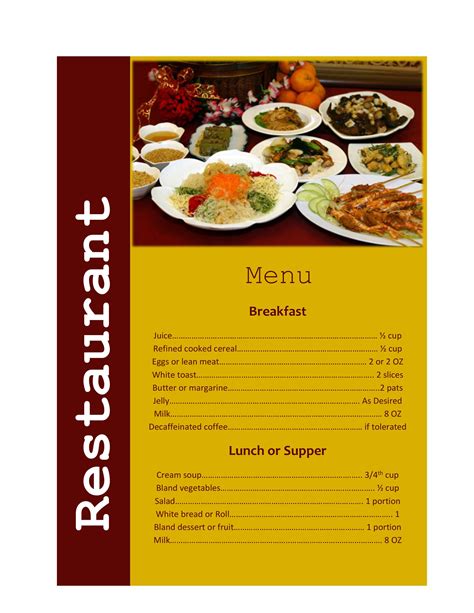 Restaurant Menu Template Example