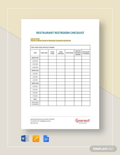 Restaurant Restroom Checklist Template Image 10