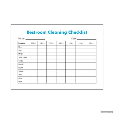 Restaurant Restroom Checklist Template Image 3