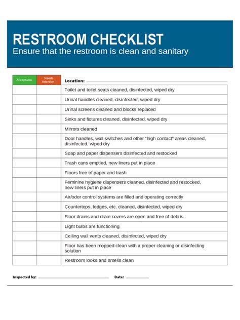 Restaurant Restroom Checklist Template Image 5