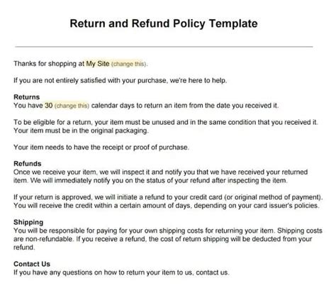 Components of a Return Policy