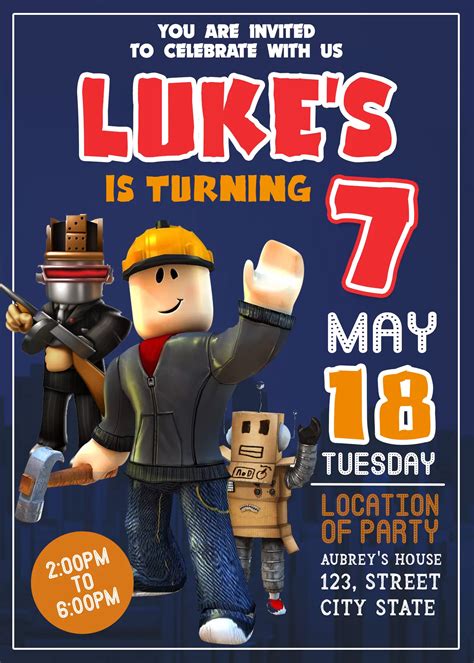 Roblox Party Invitation Idea