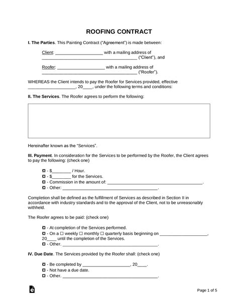 Roofing Contract Template Example Sample