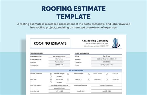 Roofing Contractor Estimate Template Example 5