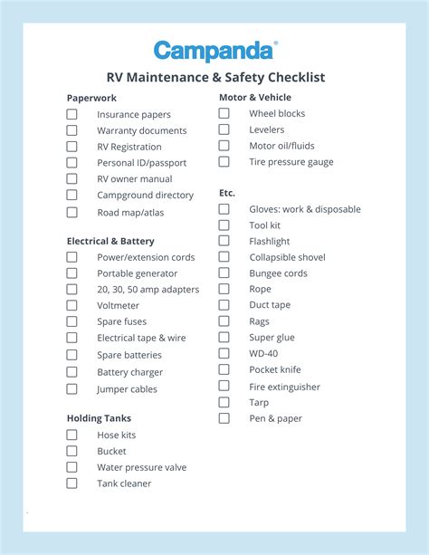 Rv Safety Checklist