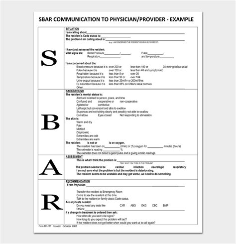 SBAR Template Example 6