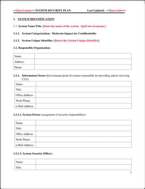 SSP Template for NIST 800-171