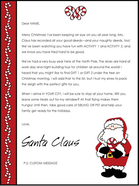 Description of Santa Letter Examples