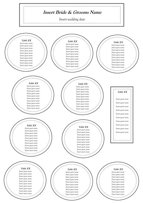 Seating Chart Printable Template