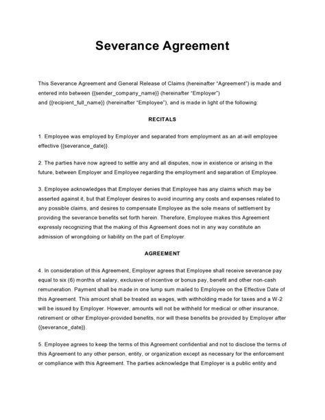 Severance Agreement Examples