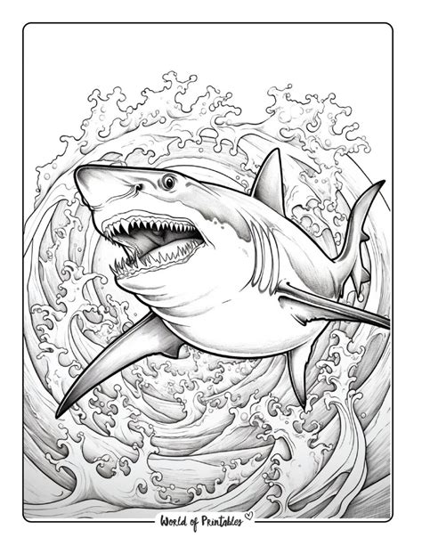 Shark coloring pages for adults