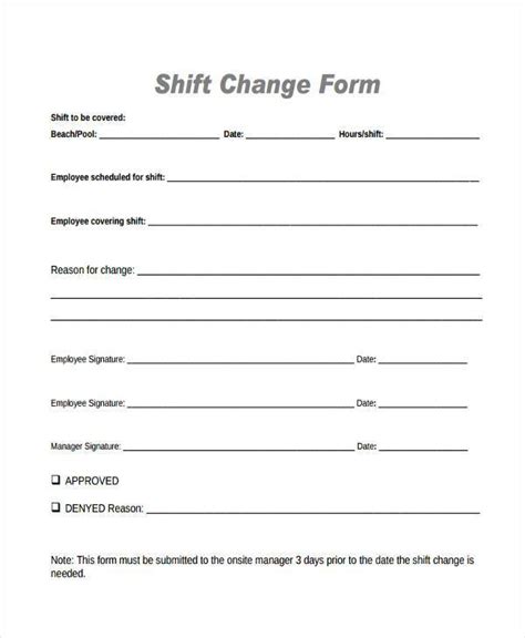 Shift Change Report Template