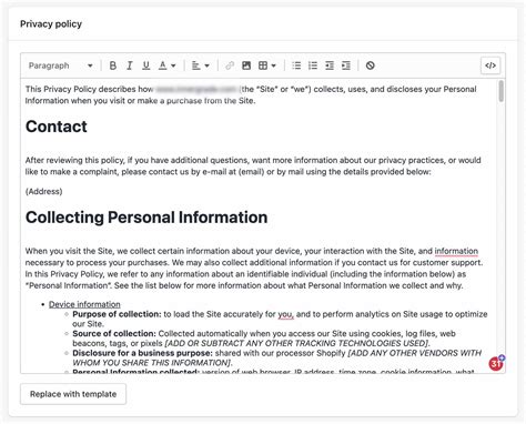 Shopify Privacy Policy Template Example 10