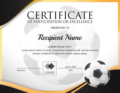 Soccer certificate templates for young players