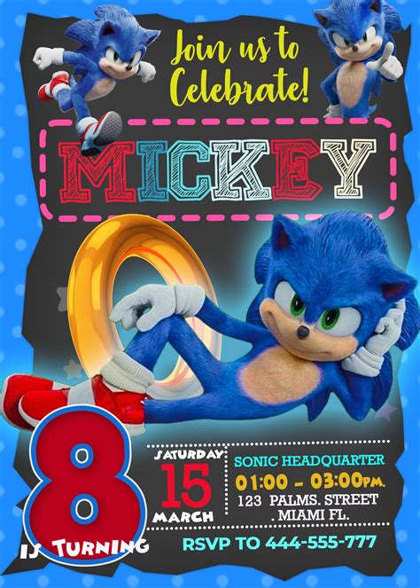 Sonic Birthday Invitations