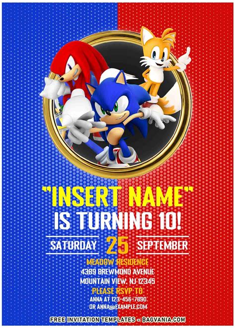 Sonic Birthday Party Invitations