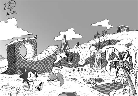 Sonic In Green Hill Zone Coloring Page