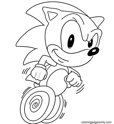 Sonic Running Coloring Page