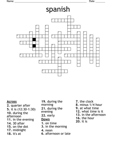 Spanish Crossword Clues