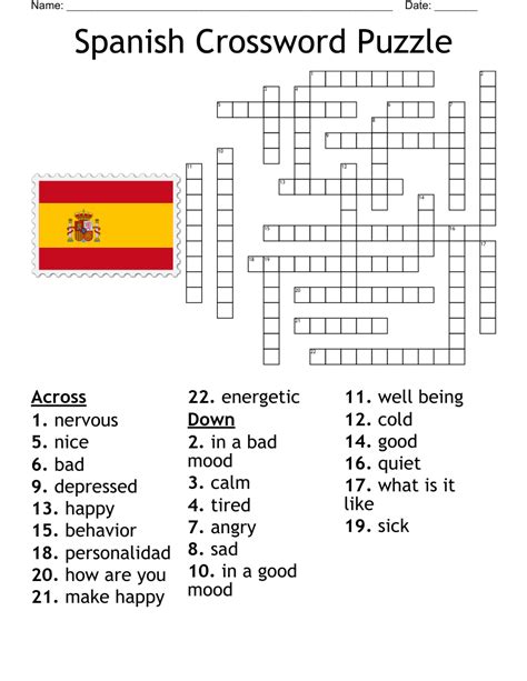 Spanish Crossword Puzzle