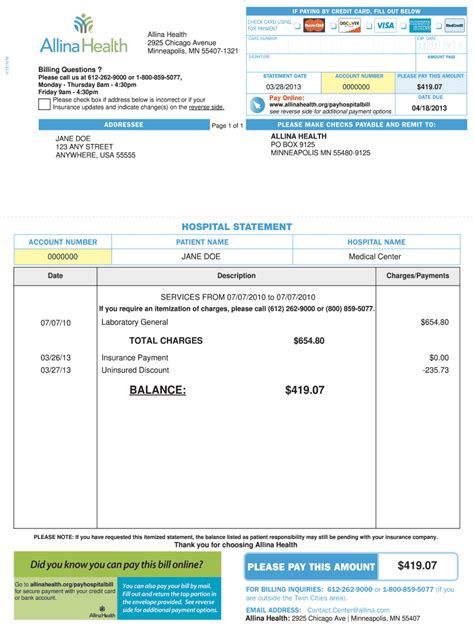 Specialty Medical Bill Template