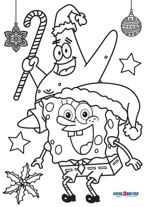 Spongebob Christmas Coloring Page For Kids