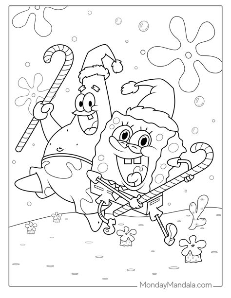 Spongebob Christmas Coloring Pages for Adults