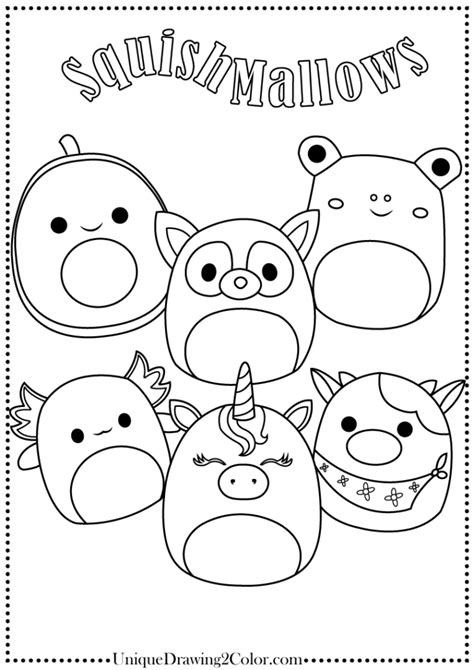 Coloring pages of Squishmallow toys