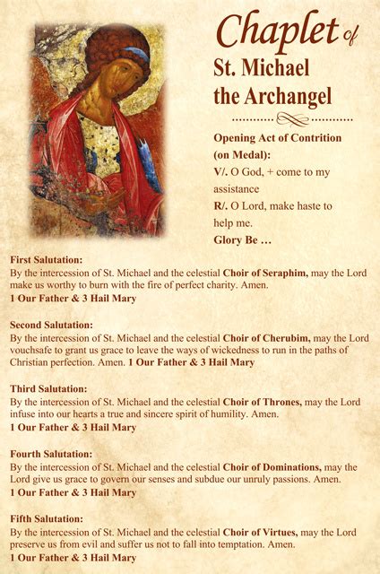 St. Michael Chaplet Prayer Card