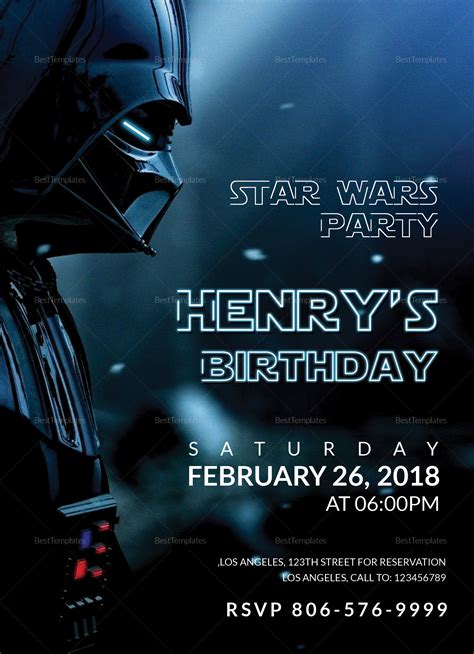 Star Wars Birthday Invite Template Design