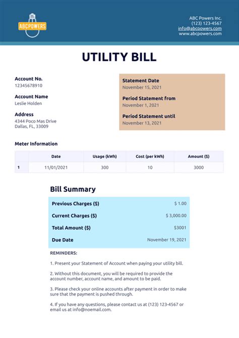 Steps to Create a Utility Bill Template