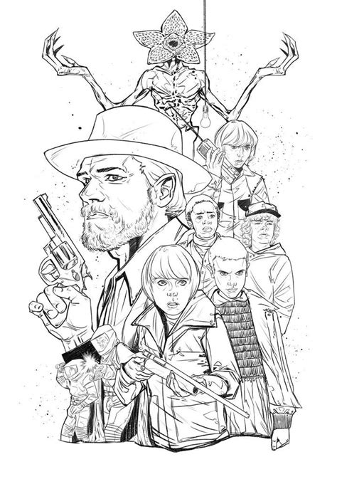 Stranger Things Gang Coloring Page