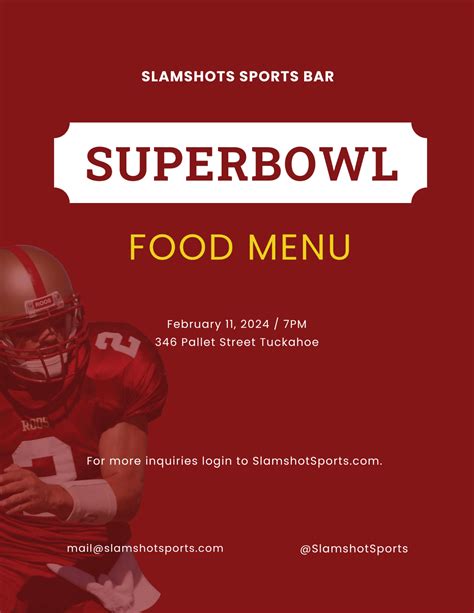 Super Bowl Menu Template