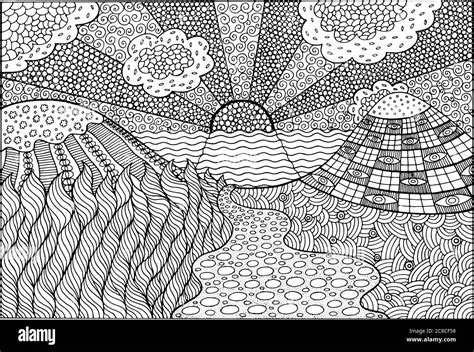 Surreal Landscape Coloring Page