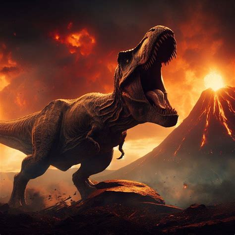 T Rex and Volcano