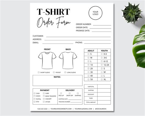 T-Shirt Order Templates Design