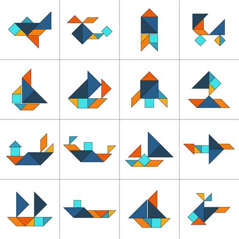 Adults solving Tangram puzzles