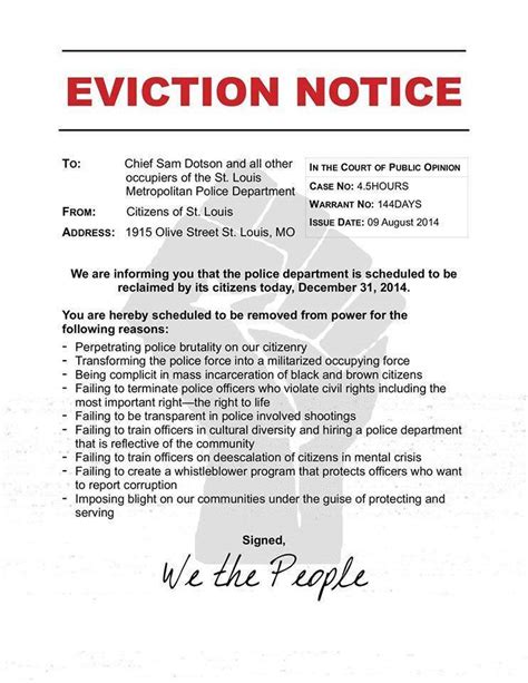 Description of Tenant Eviction Notice