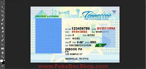 Tennessee Drivers License Template