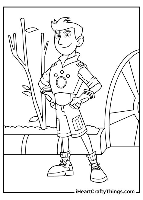 A child coloring a Wild Kratts page