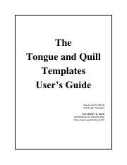 Tongue and Quill Template Guide