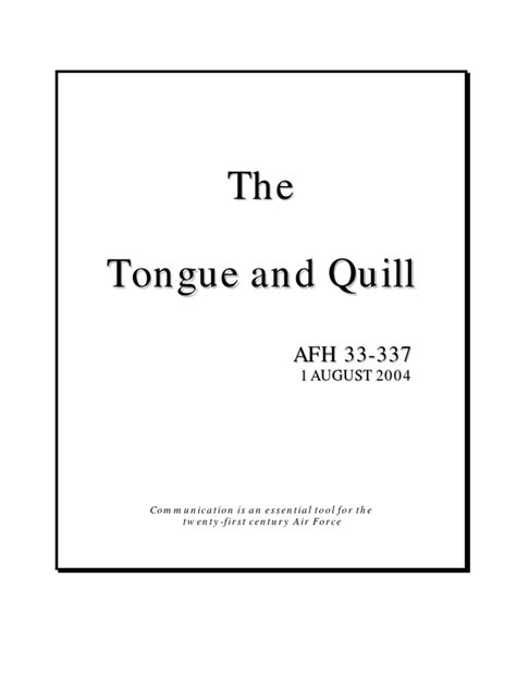 Tongue and Quill Template Sample