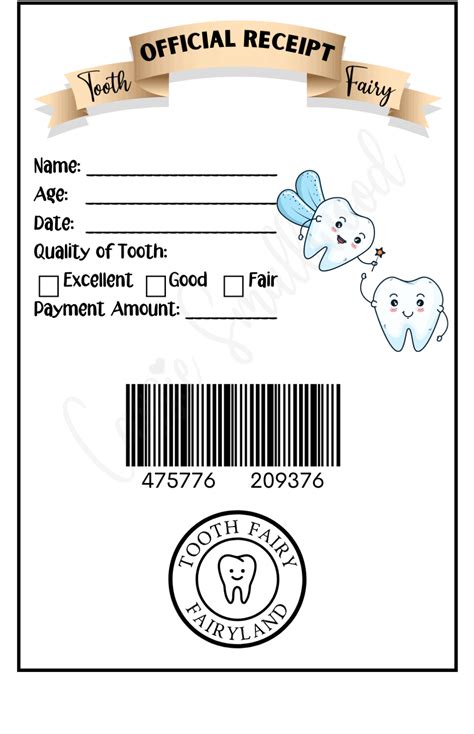 Tooth Fairy Receipt Designs