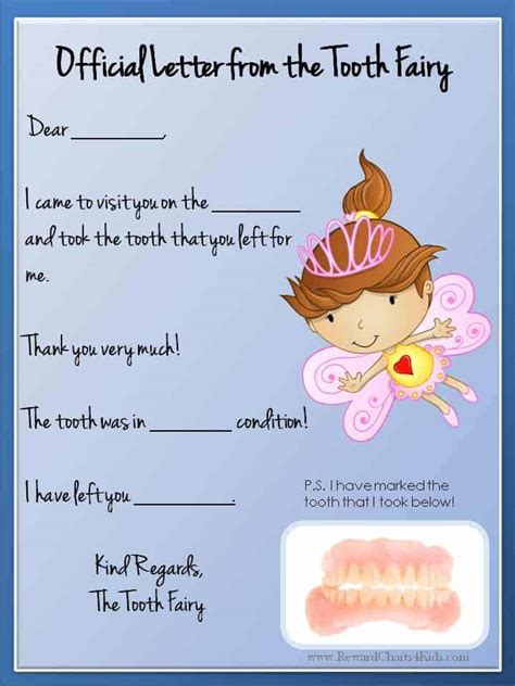 Tooth Fairy Template Letter